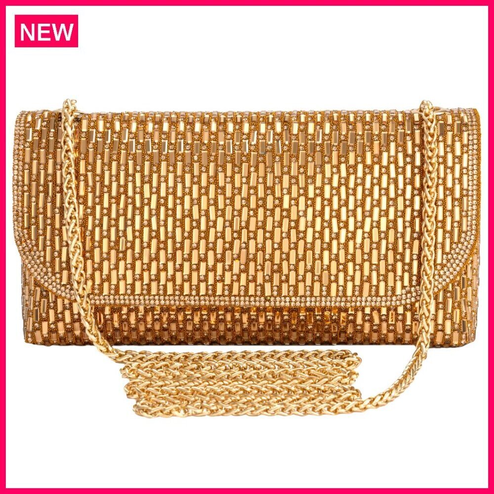 Glitter Rhinestone Evening Clutch with Chain Shoulder Bag Formal Wedding
